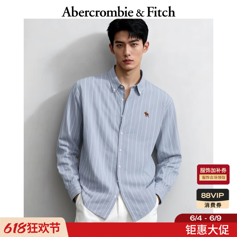 AF经典小麋鹿图案美式通勤高级感府绸长袖衬衫125-6044