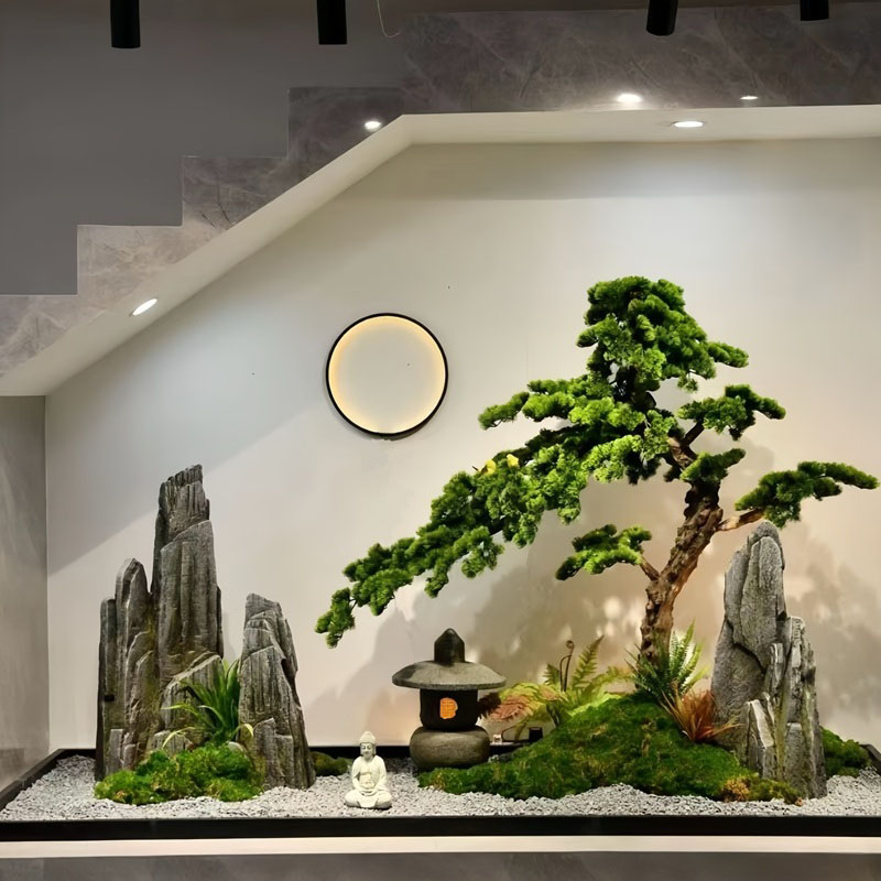 高端会所造景装饰高级迎客松造景