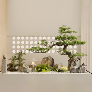 仿真松树迎客松玄关造景仿生植物造景中式大型落地摆件美人松假树