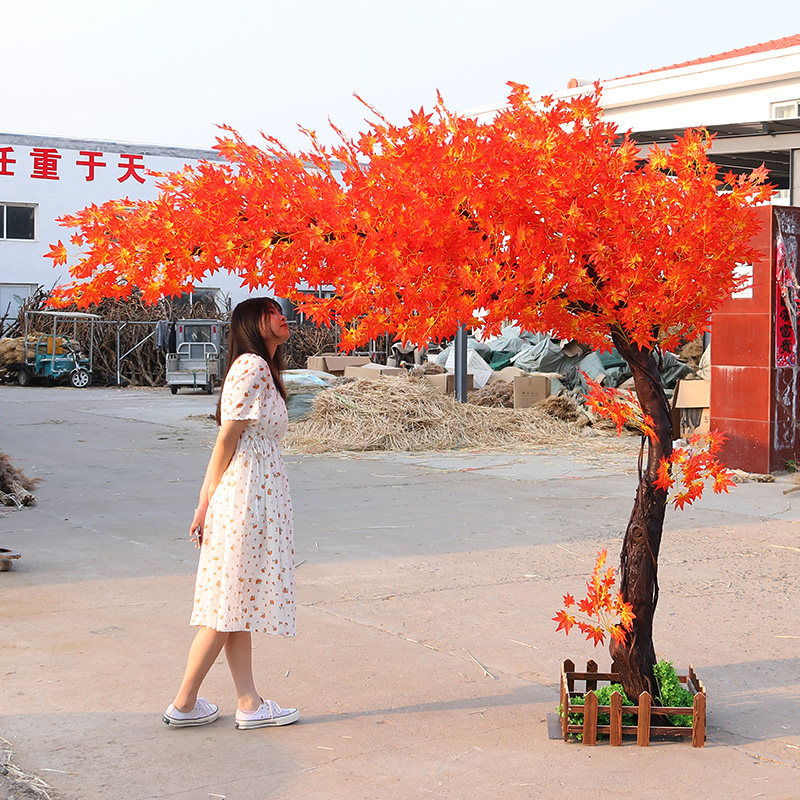 仿真树红枫树假枫叶大型植物商场酒店室外室内桃花装饰青枫树景观