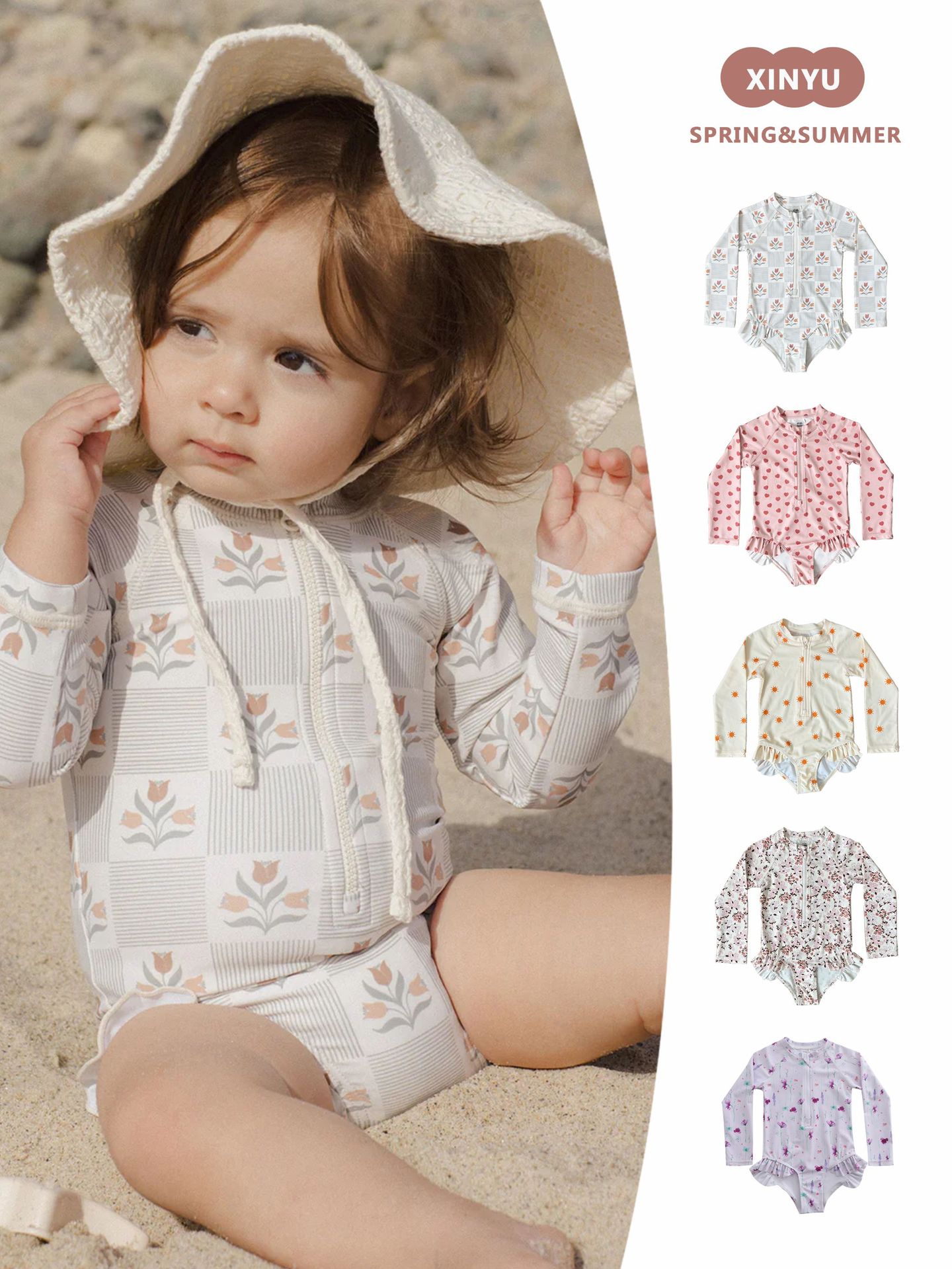 女童连体泳衣2025夏季新款韩版洋气女宝宝时尚游泳衣儿童波点泳装