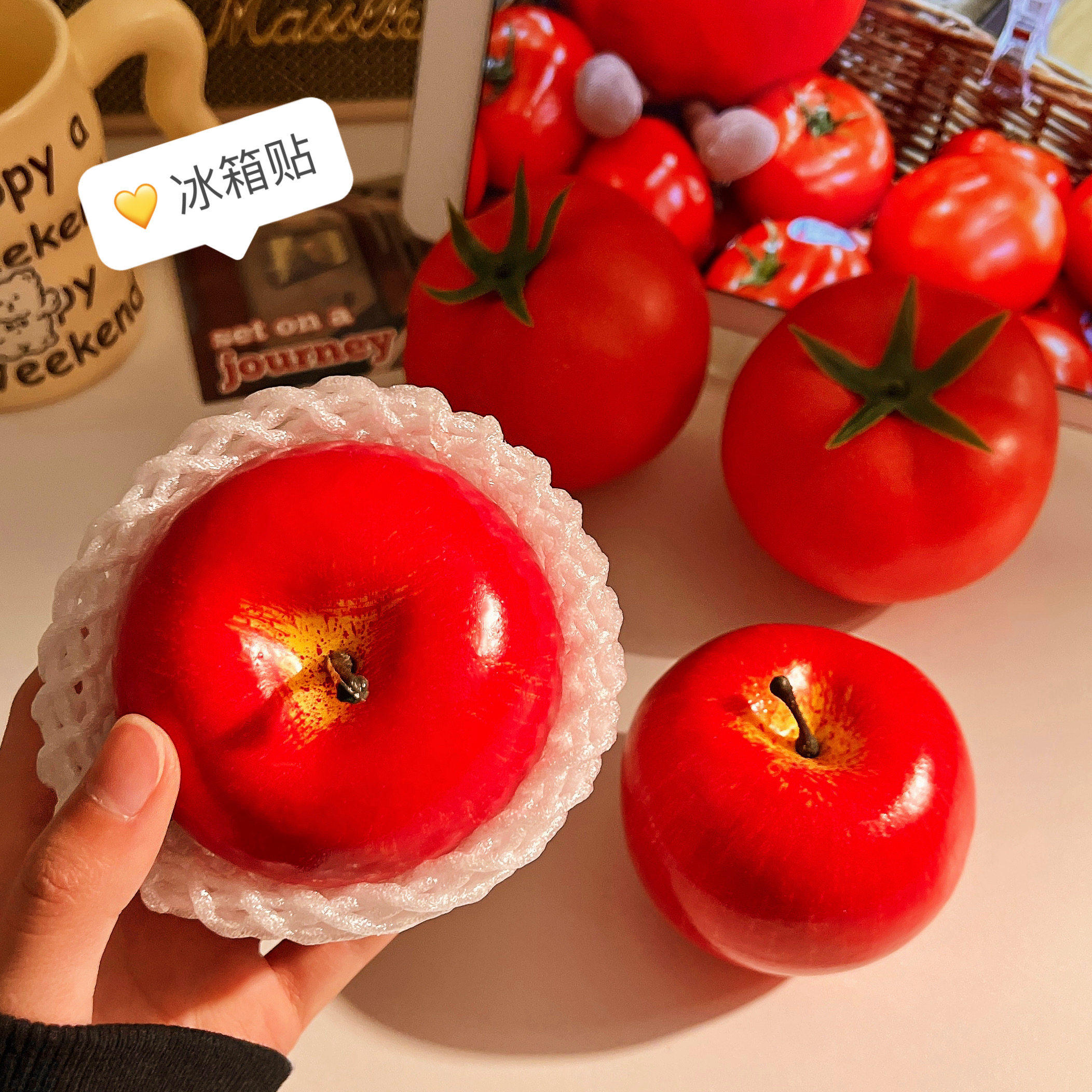 苹果冰箱贴可爱仿真西红柿磁吸贴