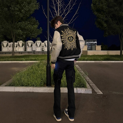 美式高街vibe棒球服男款冬季痞帅光明会之眼刺绣夹克cleanfit外套