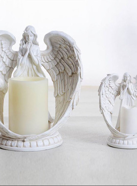 北欧复古天使少女翅膀led电子蜡烛台摆件家居桌面装饰品教堂摆设