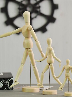 活动关节手摆件绘画素描木偶木头人体模型道具创意北欧家居装饰