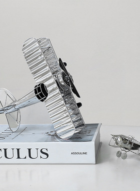 欧式轻奢电镀金属银色飞机模型摆件创意个性酒柜电视柜玄关家居摆