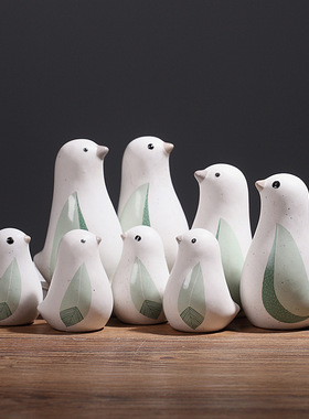 创意北欧陶瓷小鸟摆件家居软装客厅电视柜办公室书房简约装饰品