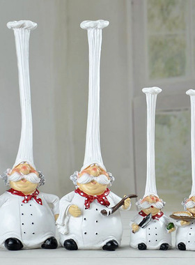 美式乡村田园树脂创意厨房餐厅家居装饰品高帽厨师摆件工艺品