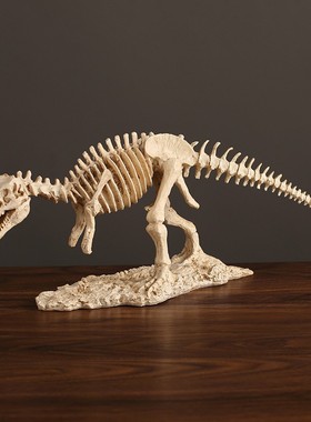 简约做旧复古仿真恐龙霸王龙化石骨架摆件样板房间办公间软装饰品