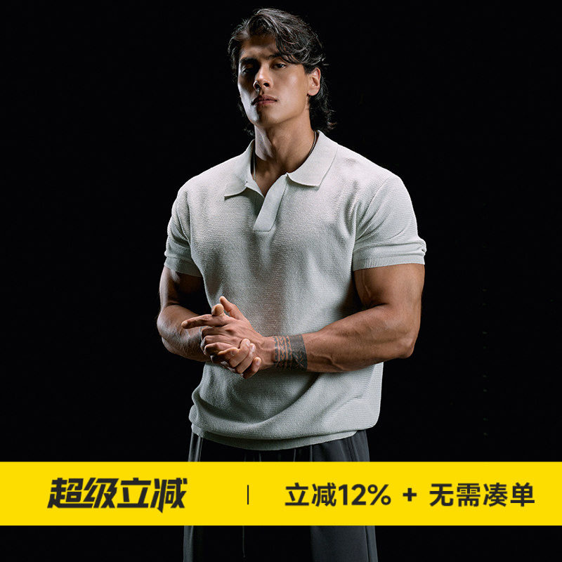 肌肉狗 翻领POLO衫男夏季新款宽松休闲运动短袖T恤训练健身衣服