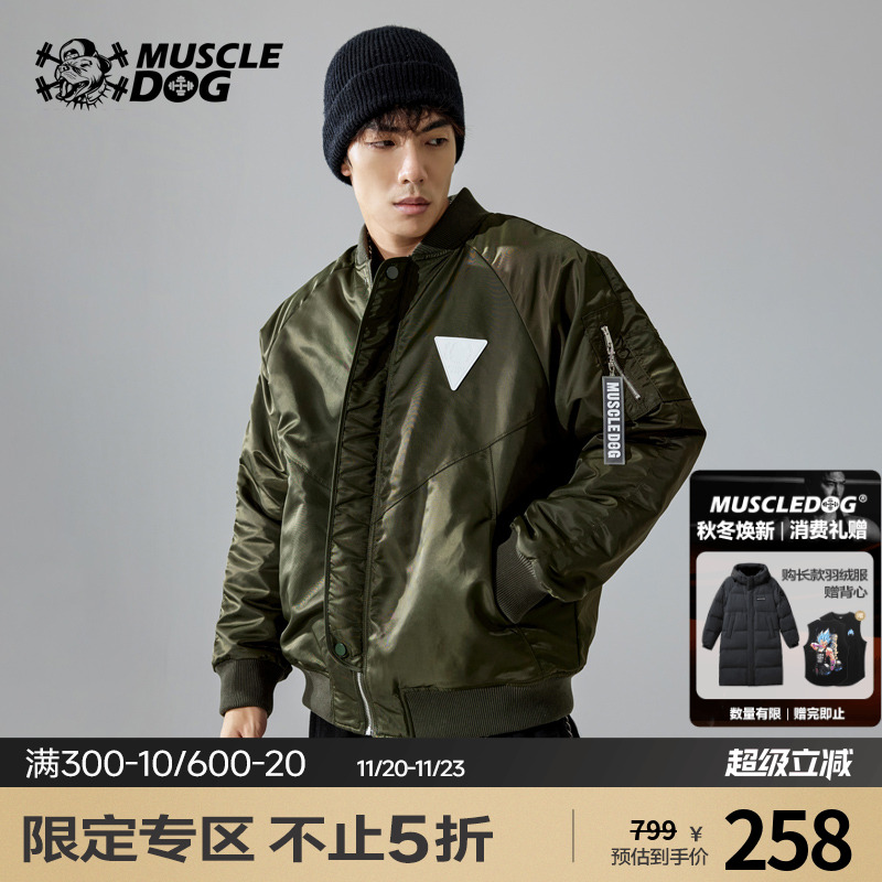 肌肉狗运动潮牌加绒短款棉服外套