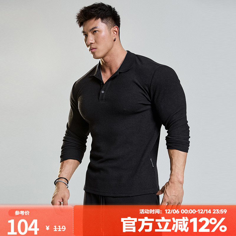 肌肉狗Polo领长袖T恤男