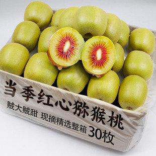 包郵 整箱 四川蒲江紅心獼猴桃30枚奇異果新鮮孕婦水果胡彌猴桃當季