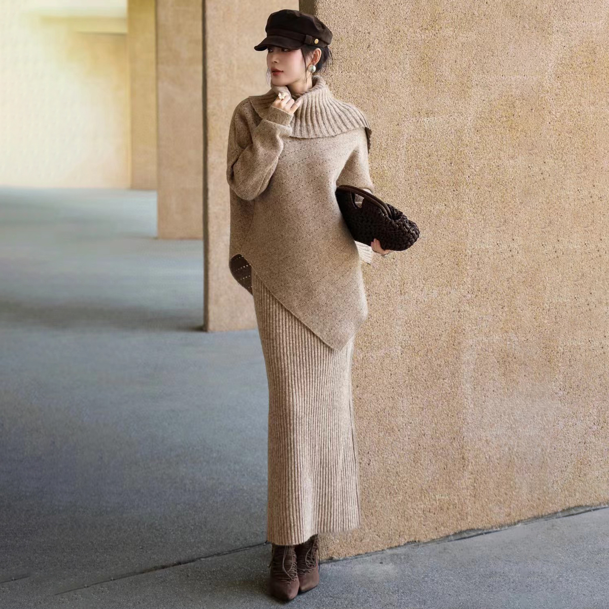 秋冬季慵懒风针织套装