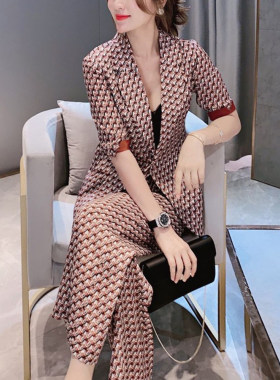 重磅真丝阔腿裤套装女五分袖垂感