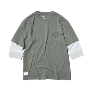 MADNESS LAYERED PRINT TEE男士字母印花标语七分袖假两件T恤MDNS