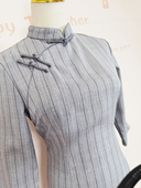 淑女日常改良连衣裙中款 条纹旗袍2025年新七分袖 复古民国风年轻款