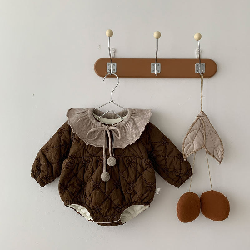 秋冬韩版复古婴儿加绒保暖包屁衣