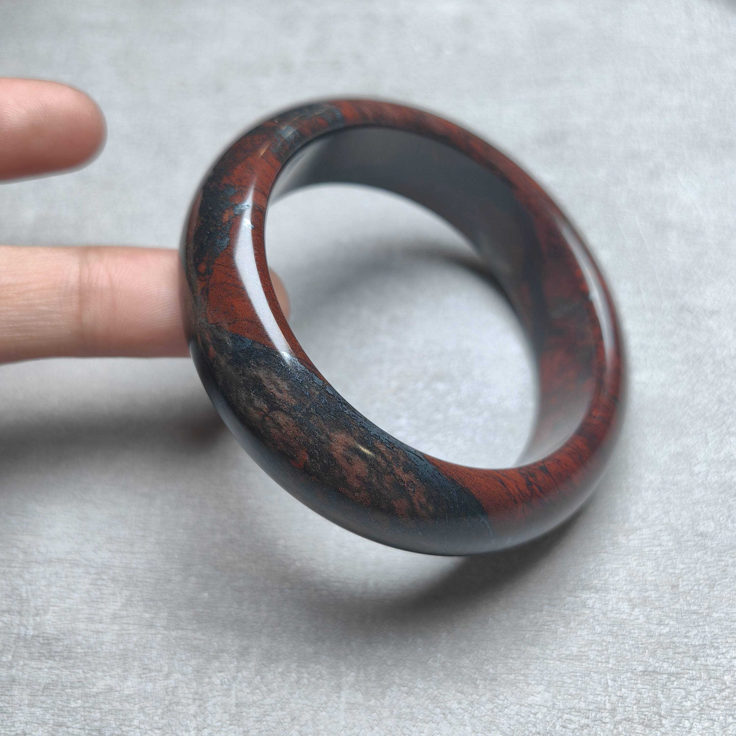 精品新疆红伊丁红天宝纯天然手镯圈口55宽17磁疗养生标准手镯2223