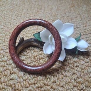 哈密淖毛湖自然保真伊丁石花天宝圈口52.2精品圆条贵妃镯12386