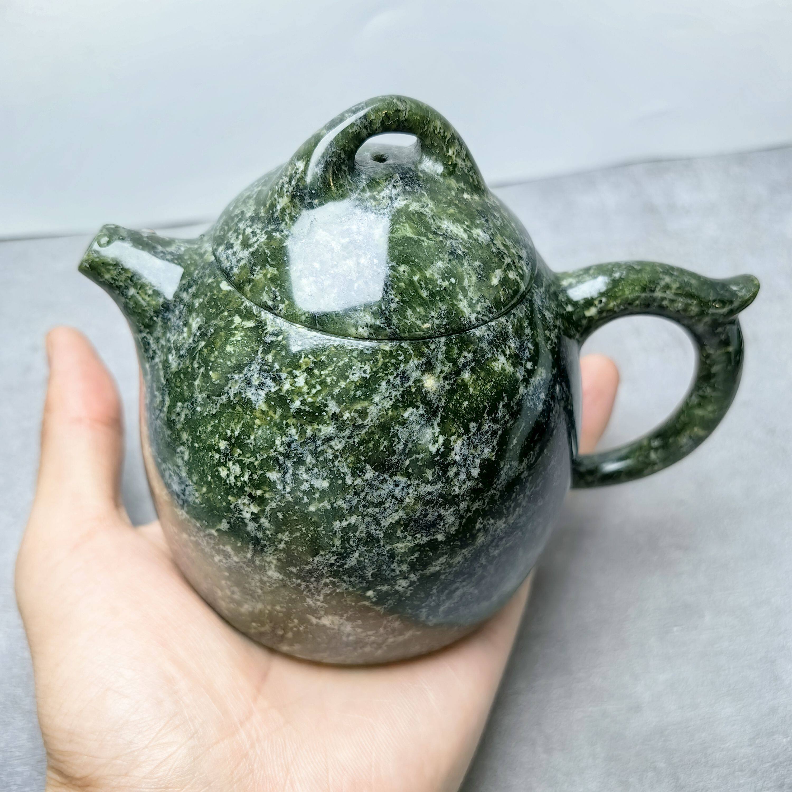 西藏藏玉药王石大容量茶壶300ml玉化强磁功夫茶壶煮水微量元素255