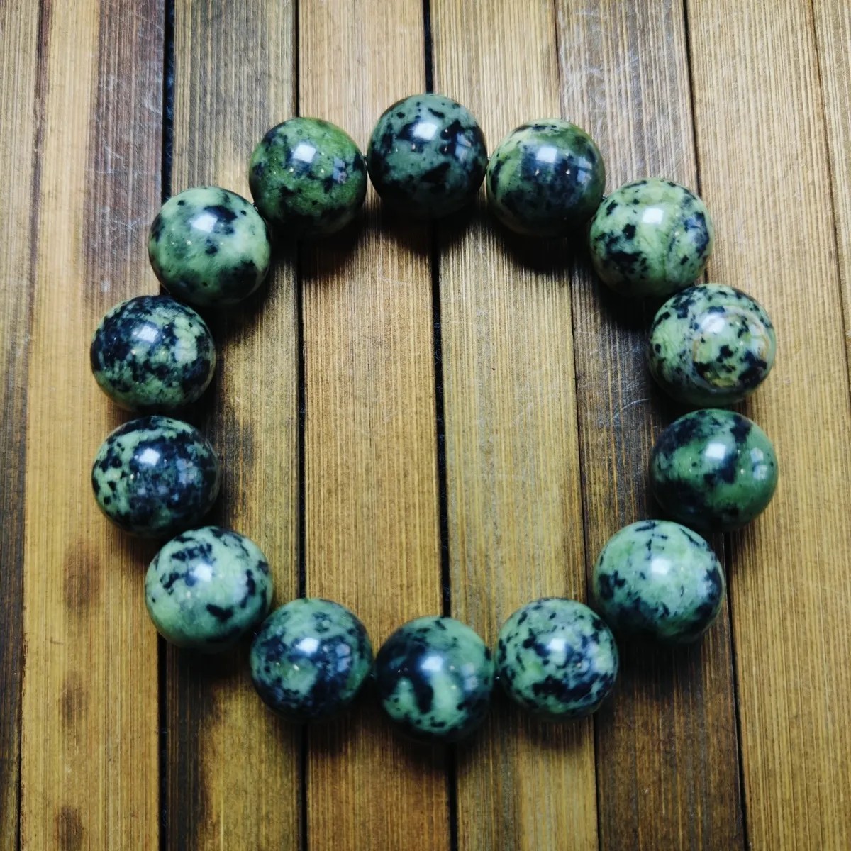 精品西藏药王石16mm西瓜绿圆珠手串私人订制磁场精致手链9935