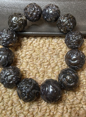 21毫米黑天宝龙珠手串新疆天宝黑金刚霸气款式私人定制送礼330