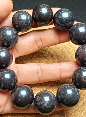 黑天宝黑金刚圆珠蓝光手链养生能量石手串20mm珠10384