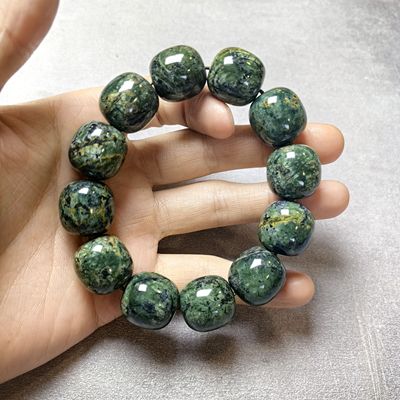 西藏藏玉自然药王正品手链瓷蓝18mm9571强磁养生能量老型珠手串