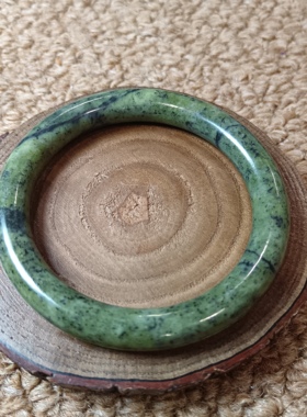 西藏药王石手镯黄绿有纹路有磁圆条形贵妃镯圈口60mm宽10mm1995