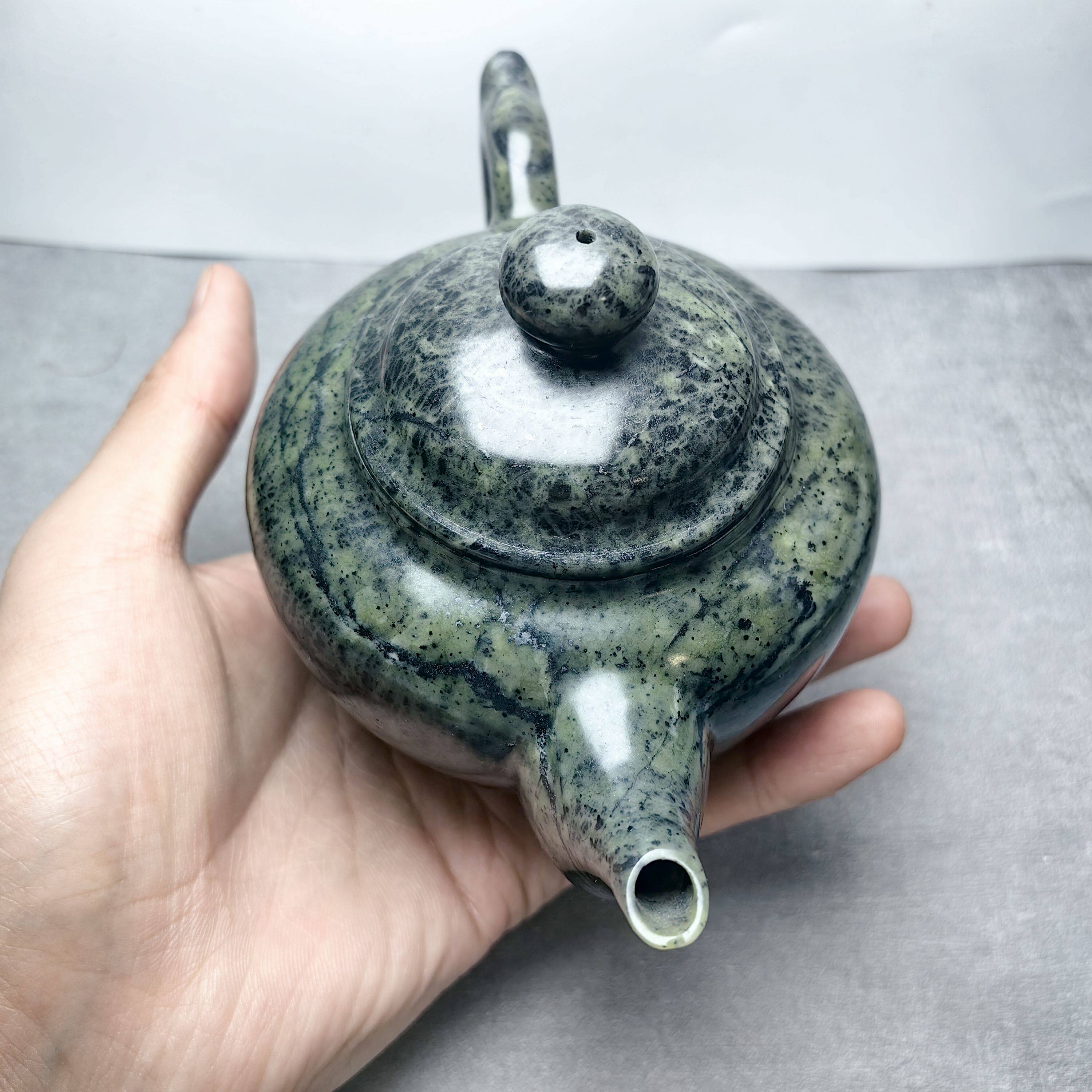 西藏藏玉药王石大容量茶壶300ml大肚壶强磁功夫茶煮水微量元素254