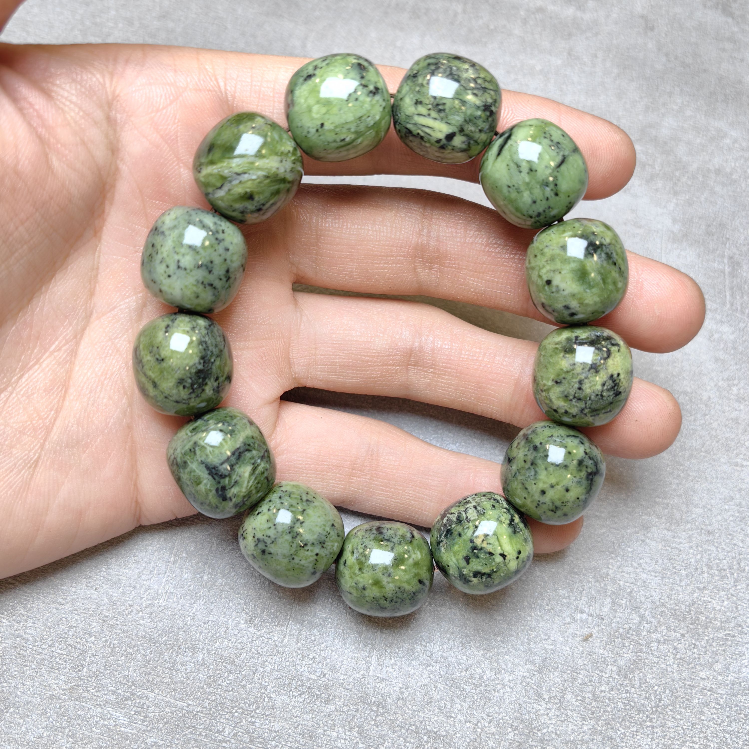 西藏藏玉自然药王正品手链绿色16mm9293强磁养生能量老型珠手串