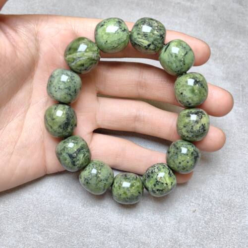 西藏藏玉自然药王正品手链绿色16mm9293强磁养生能量老型珠手串
