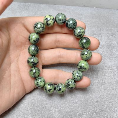 西藏药王石自然原石圆珠手串12毫米强磁磁疗玉化西瓜皮手链0547
