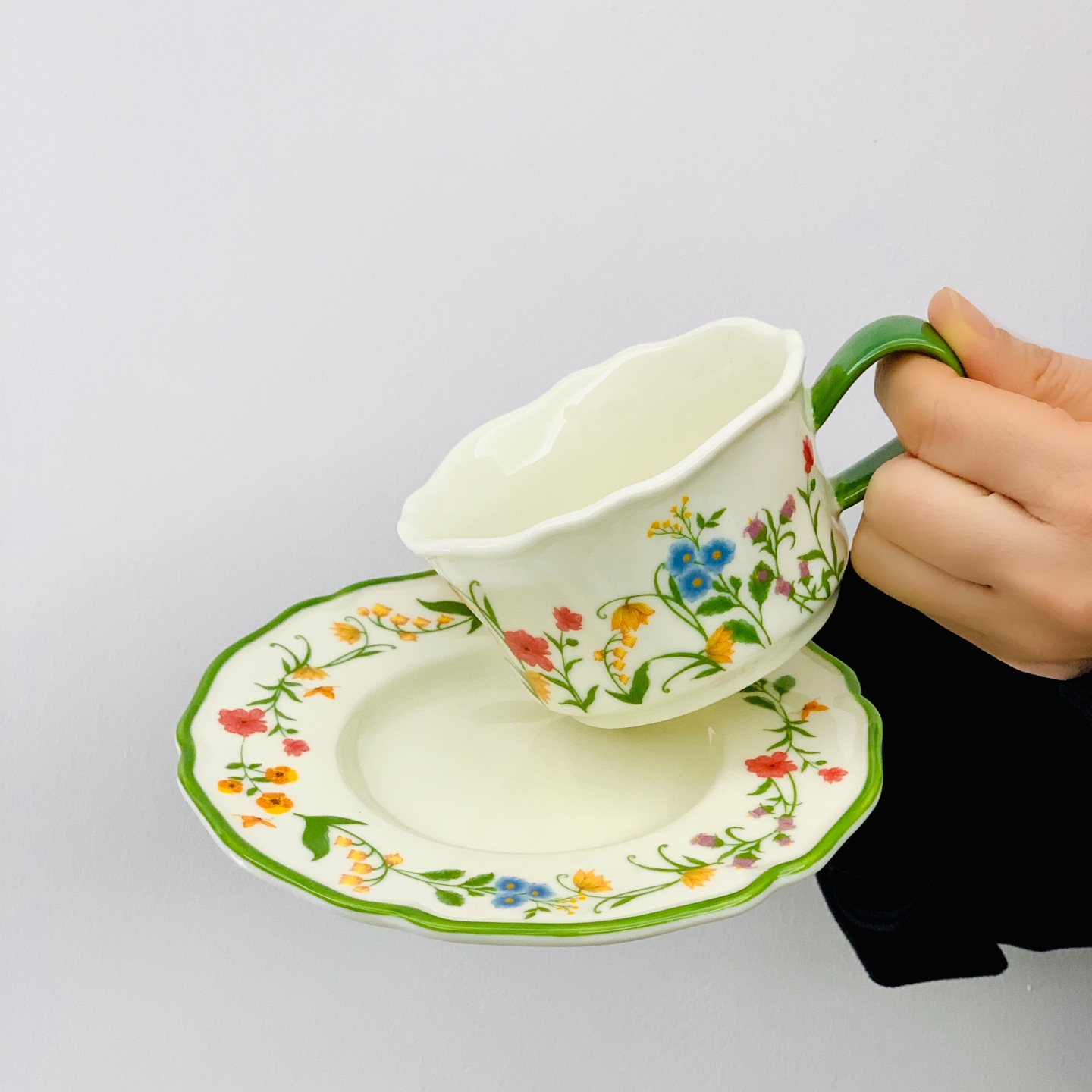 欧式复古风陶瓷拿铁拉花咖啡杯碟