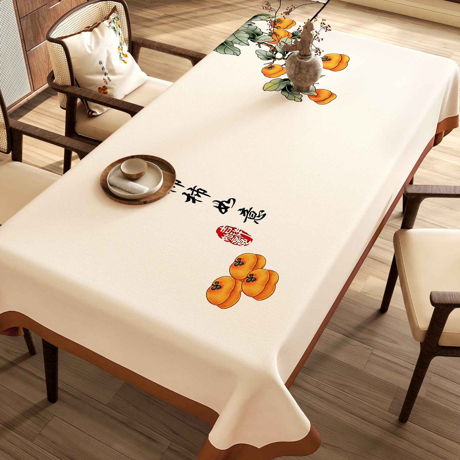 新中式喜庆氛围感防水防油免洗餐桌布过年装饰茶几长方形高级台布,居家布艺,桌布,淘宝优惠券,粉丝福利购,淘宝优惠卷