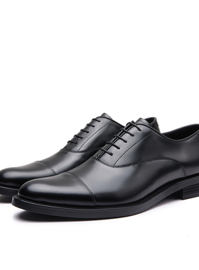 T29B开边珠黑色三接头真皮牛津鞋圆头商务正装鞋男2025新款男鞋