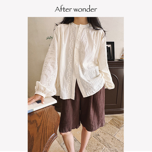 afterwonder女作家系列刺绣白衬衫 法式优雅百搭时髦小众设计气质