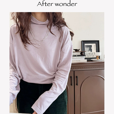 Afterwonder三色｜堆堆领打底 超舒适内搭艺术感高级色彩长袖上衣