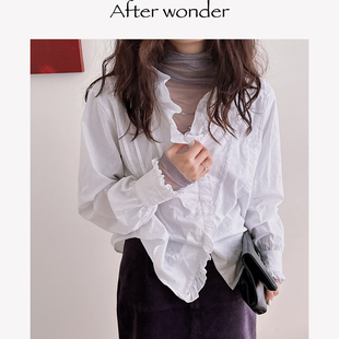 Afterwonder立体木耳边花边衬衫 古典主义 万能搭配衬衫