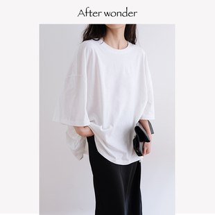 廓形纯色短袖 Afterwonder设计师款 T简约宽松圆领落肩棉麻凉感百搭