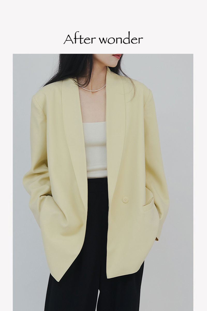 鹅黄色西装休闲气质小众设计