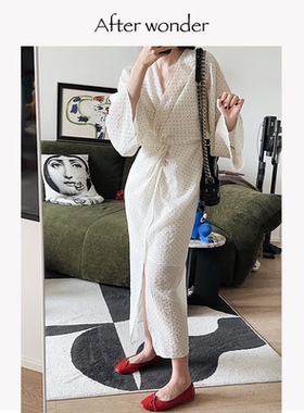 Afterwonder法式波点连衣裙 年会礼服约会战袍小众设计气质长裙