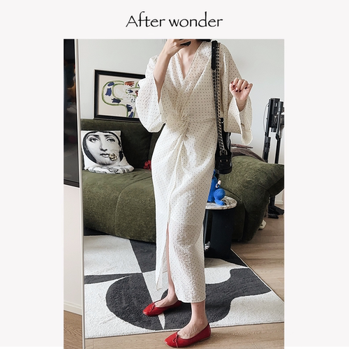 Afterwonder法式波点连衣裙 年会礼服约会战袍小众设计气质长裙