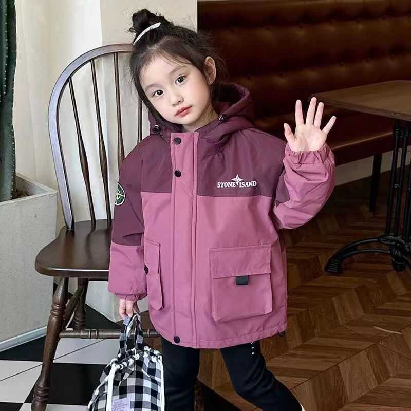 女童夹棉冲锋衣秋冬款外套儿童韩范加厚棉衣宝宝撞色派克服初冬装