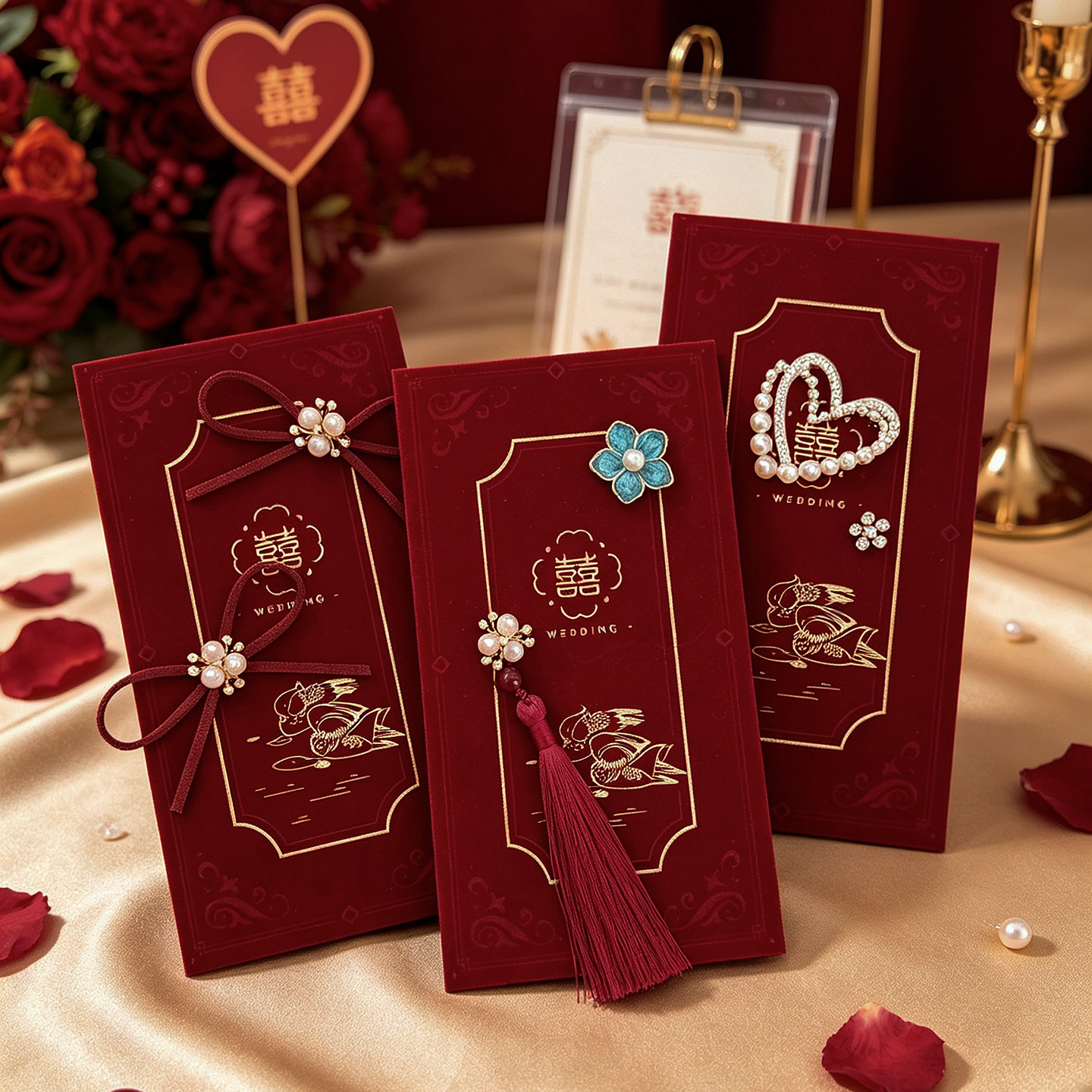 中式高级感植绒结婚千元红包喜字婚礼改口红包订婚随礼创意利是封