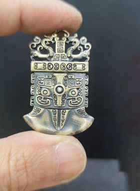 纯铜斧头吊坠仿古青铜饕餮纹头项坠麒麟项链挂件钥匙扣配饰钥匙扣