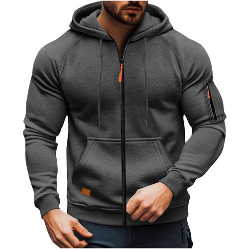 European Size Velvet Men's Hoodie Zipper Cardigan Men's Spor