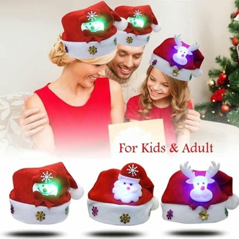 christmas led light hat cartoon santa claus/elk/snowman xmas