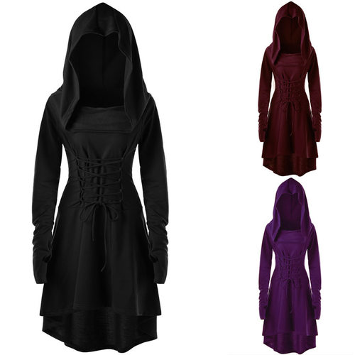 Women's Solid lor Festival Performance Clothes Hooded Straps
